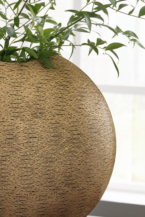 Signature Design Antique Gold Finish Vase