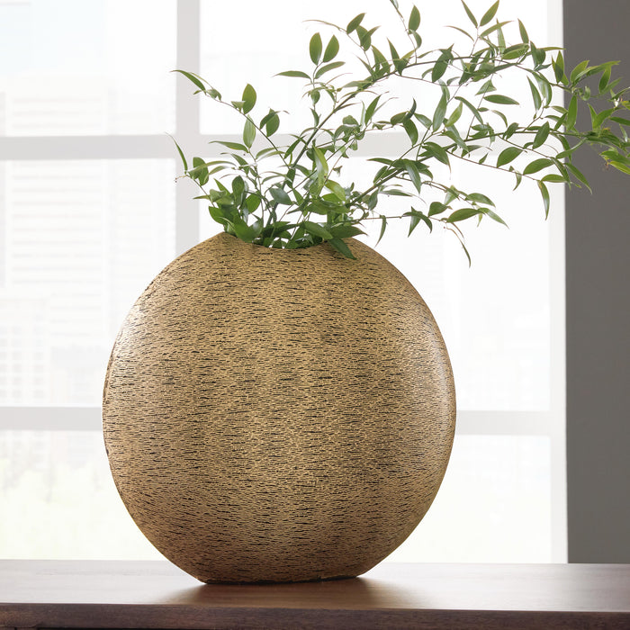 Signature Design Antique Gold Finish Vase