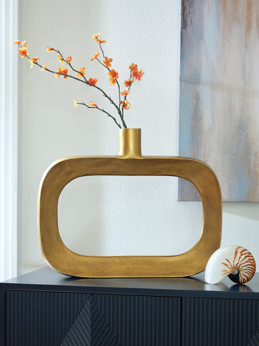 Signature Design Antique Gold Finish Vase