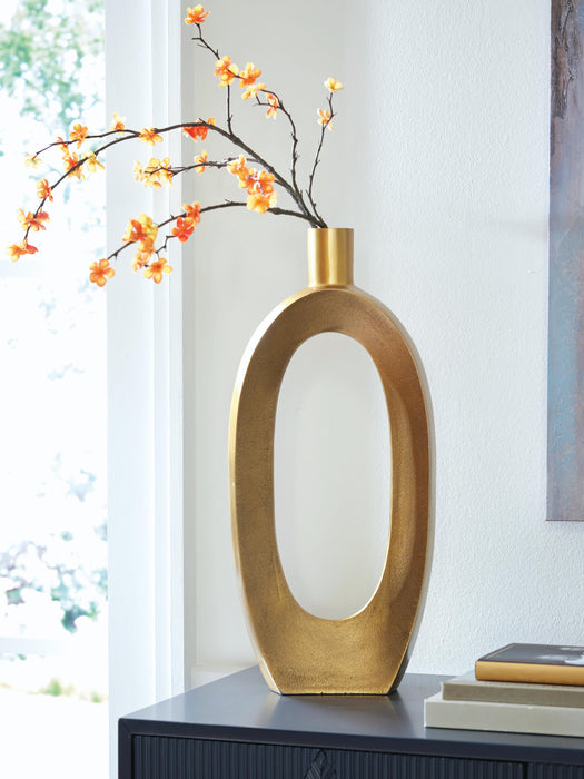 Signature Design Antique Gold Finish Vase