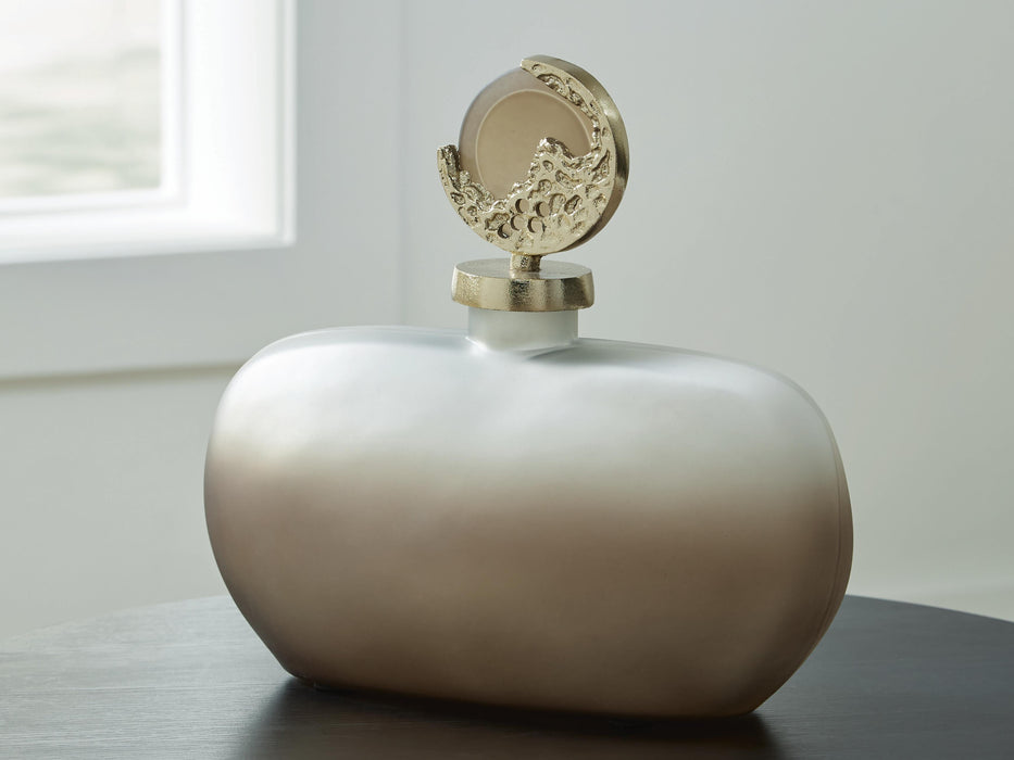 Signature Design Taupe/Gold Finish Jar