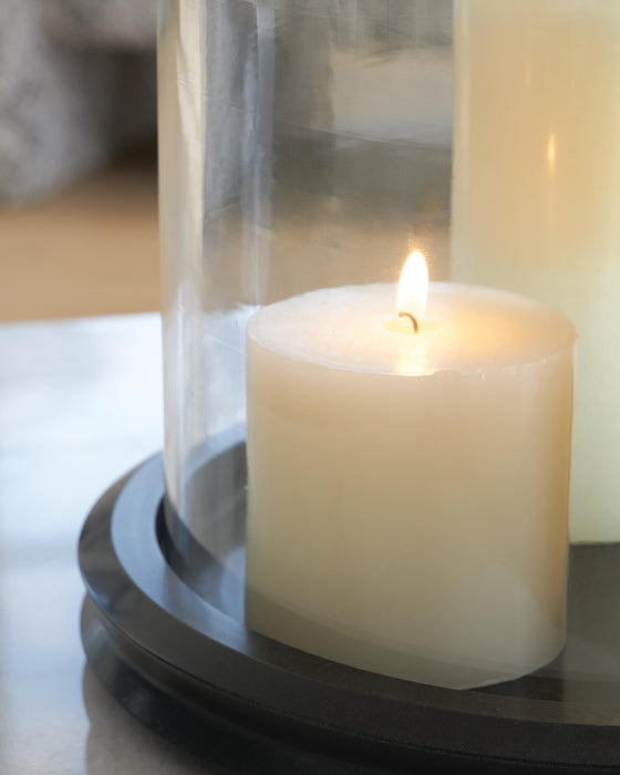 Signature Design Clear/Black Candle Holder