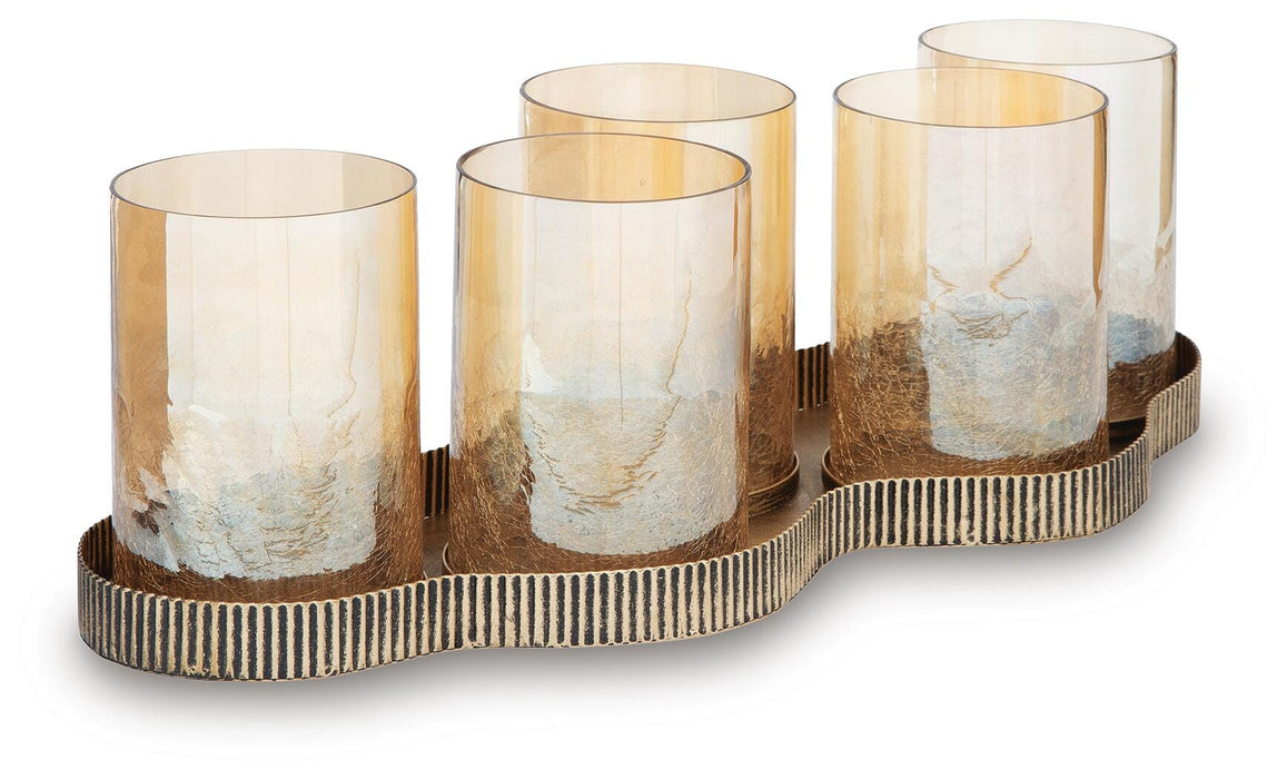 Signature Design Antique Gold Finish Candle Holder