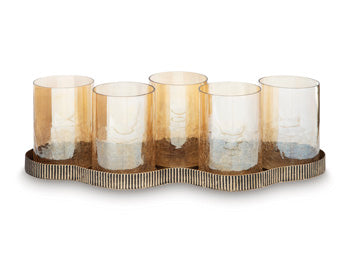 Signature Design Antique Gold Finish Candle Holder