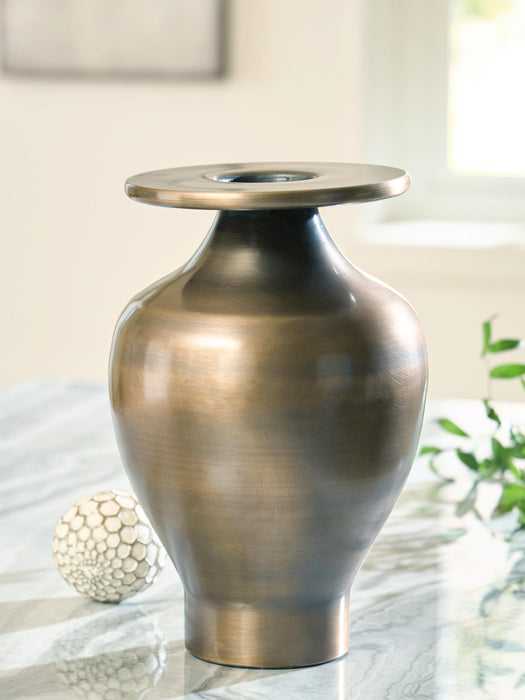 Signature Design Antique Brass Finish Vase