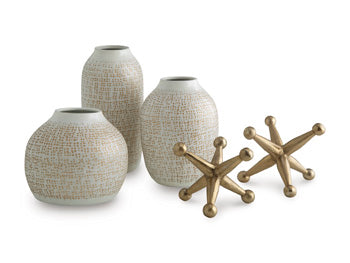 Signature Design White/Gold Finish Accessory Set (5/CN)