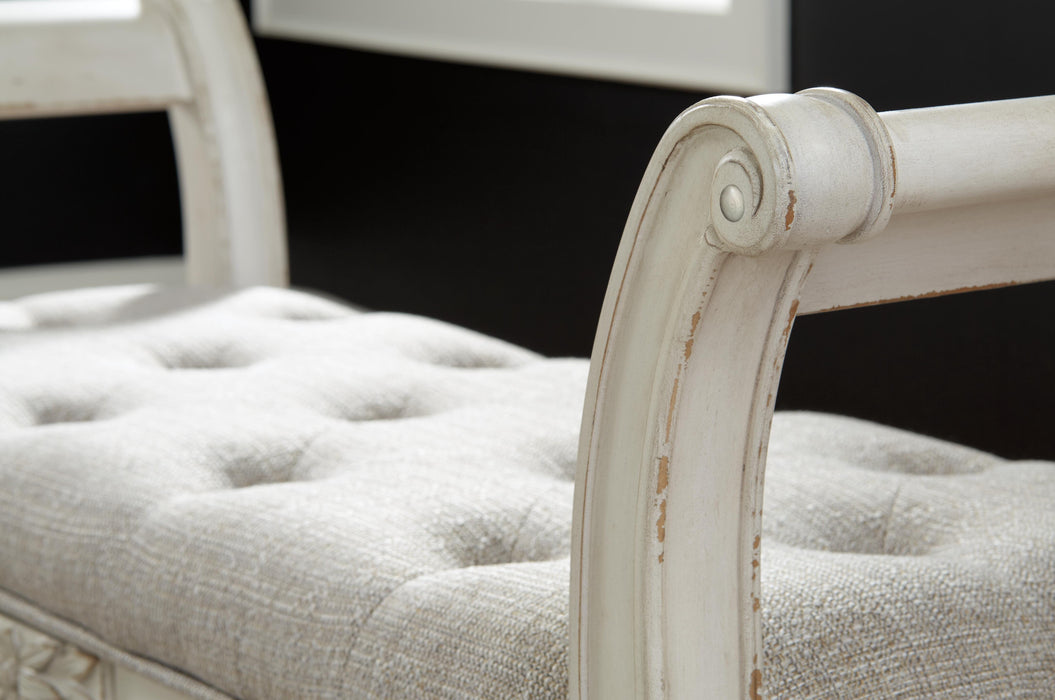 Signature Design Antique White Accent Bench