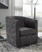 Signature Design Distressed Black Swivel Accent Chair