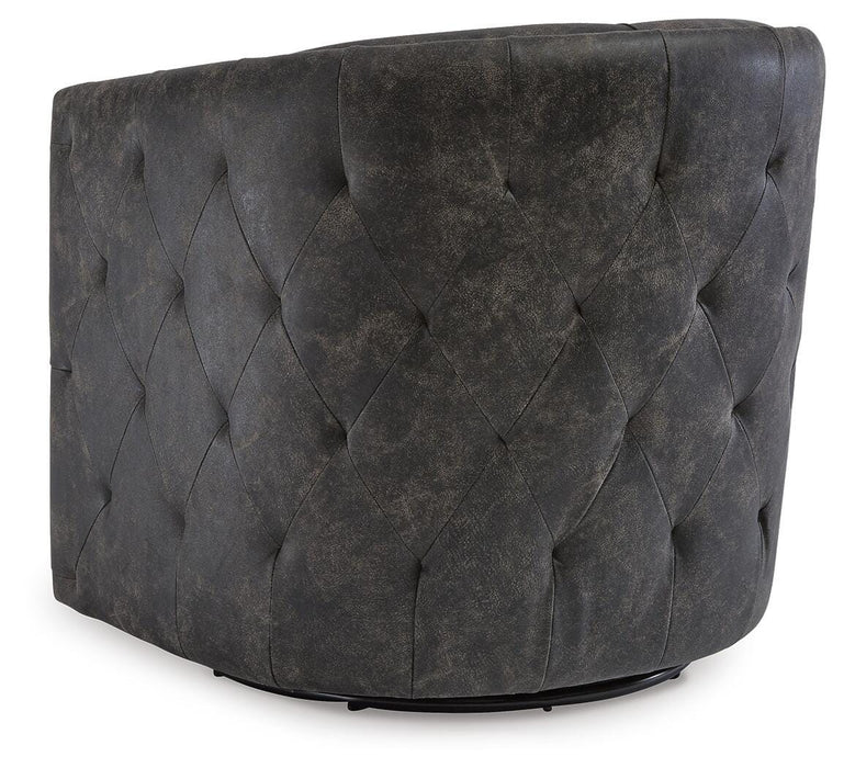 Signature Design Distressed Black Swivel Accent Chair