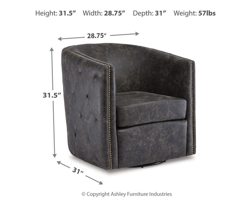 Signature Design Distressed Black Swivel Accent Chair