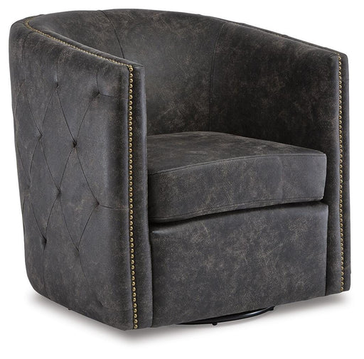 Signature Design Distressed Black Swivel Accent Chair