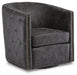 Signature Design Distressed Black Swivel Accent Chair