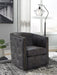 Signature Design Distressed Black Swivel Accent Chair