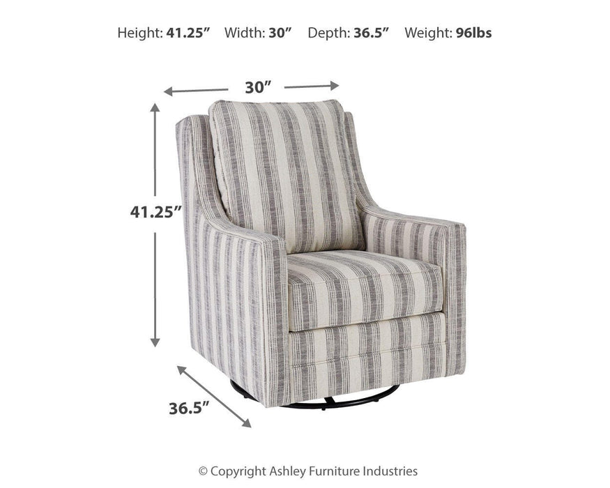 Signature Design Ivory/Black Swivel Glider Accent Chair