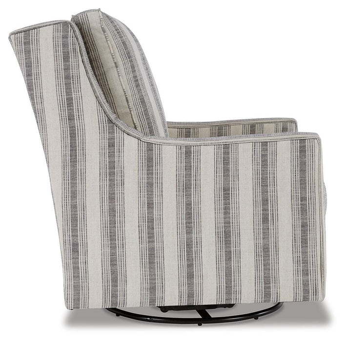 Signature Design Ivory/Black Swivel Glider Accent Chair