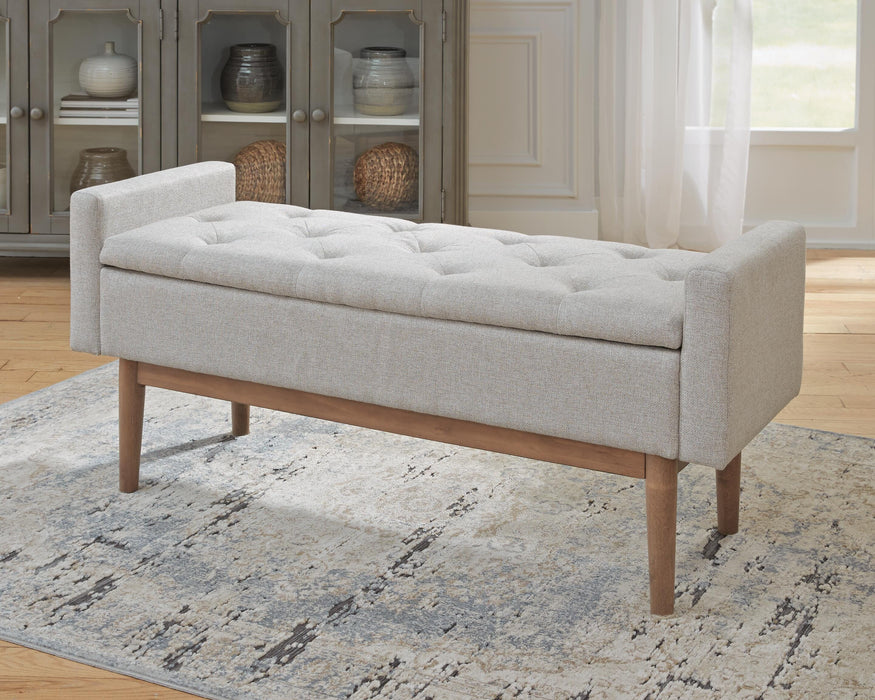 Signature Design Beige/Brown Storage Bench