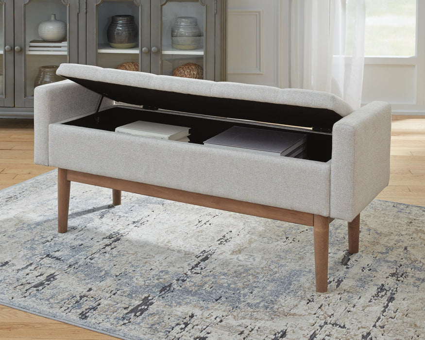 Signature Design Beige/Brown Storage Bench