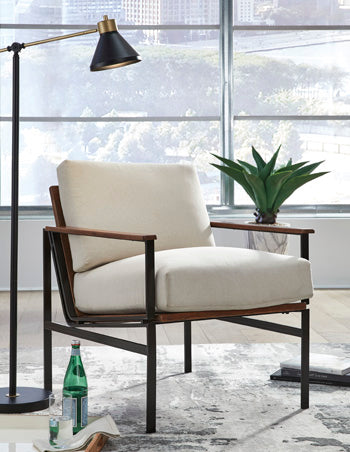 Signature Design Ivory/Brown Accent Chair