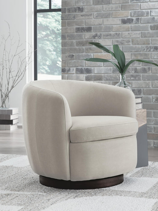 Signature Design Light Beige Swivel Accent Chair