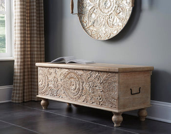 Signature Design Beige Storage Bench