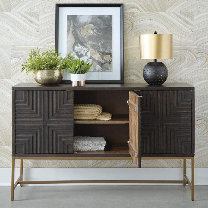 Signature Design Brown/Gold Finish Accent Cabinet