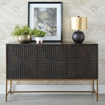Signature Design Brown/Gold Finish Accent Cabinet