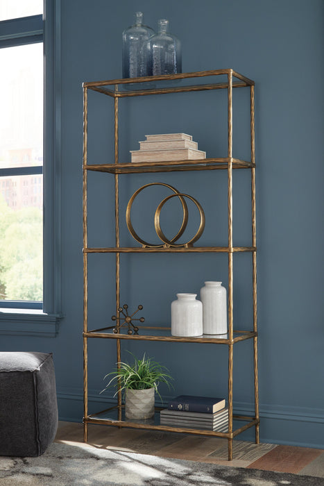 Signature Design Antique Brass Finish Bookcase