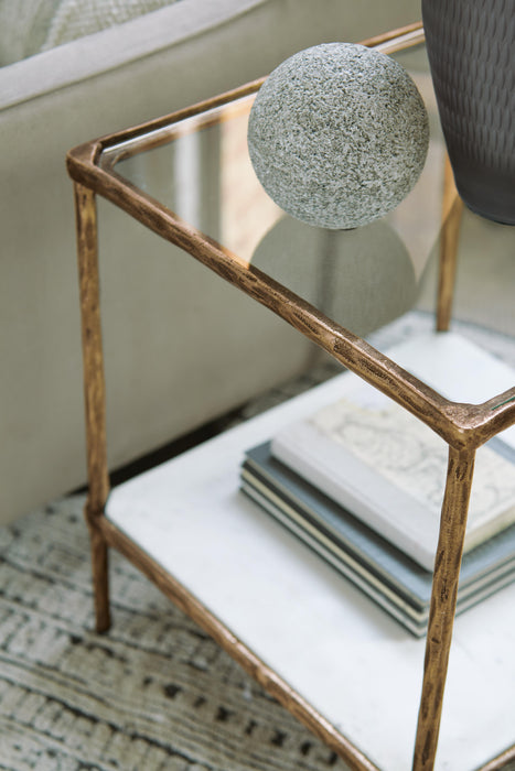 Signature Design Antique Brass Finish Accent Table