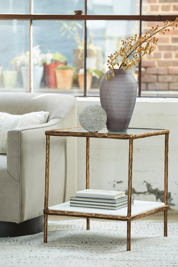 Signature Design Antique Brass Finish Accent Table