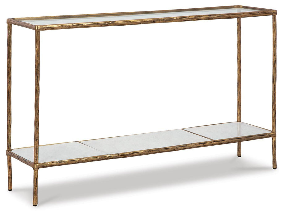 Signature Design Antique Brass Finish Console Sofa Table