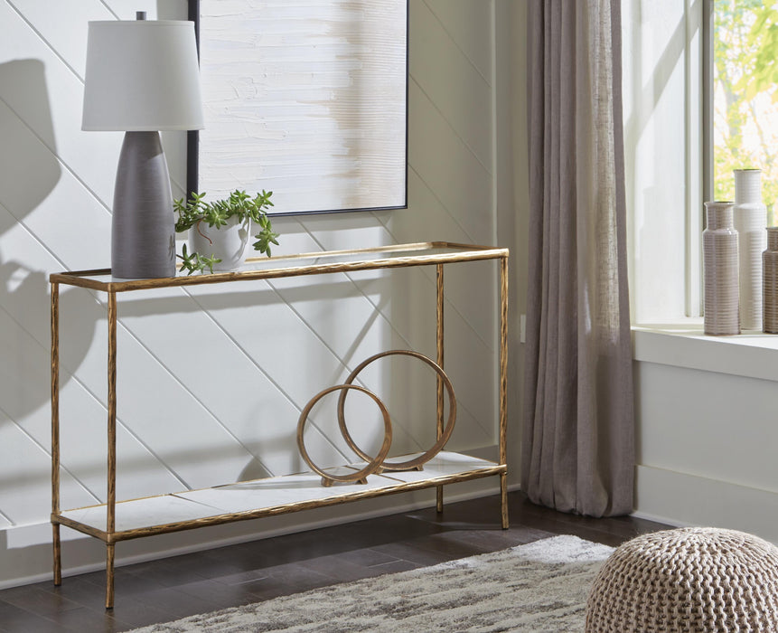 Signature Design Antique Brass Finish Console Sofa Table