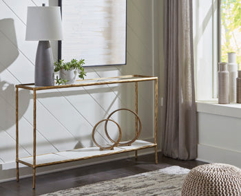 Signature Design Antique Brass Finish Console Sofa Table