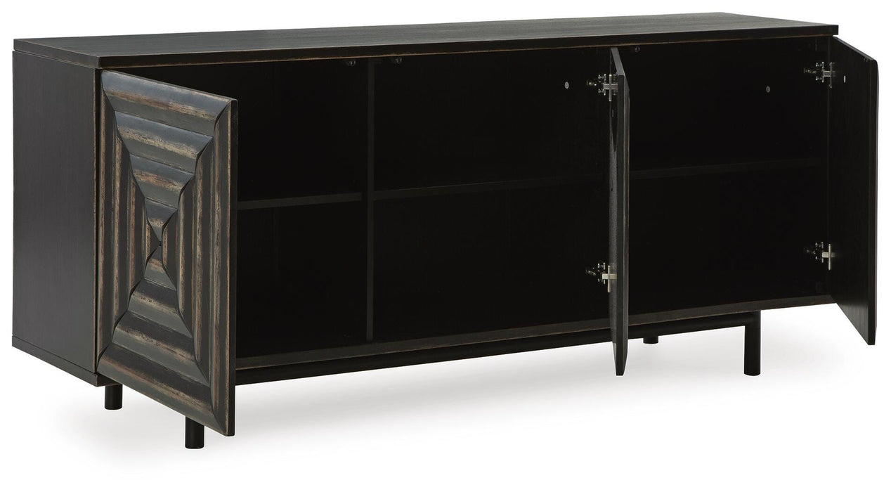 Signature Design Distressed Black Accent Cabinet