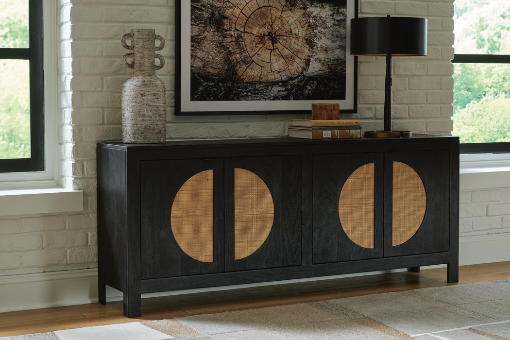 Signature Design Black/Natural Accent Cabinet