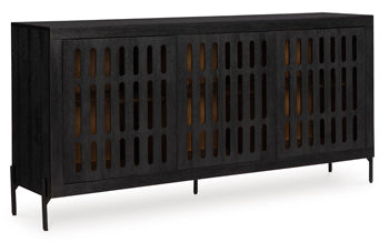 Signature Design Black/Natural Accent Cabinet