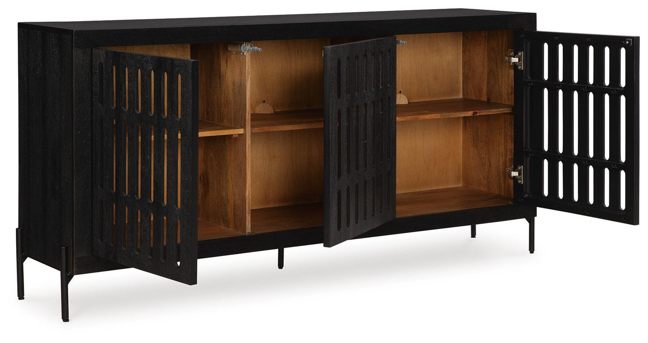 Signature Design Black/Natural Accent Cabinet
