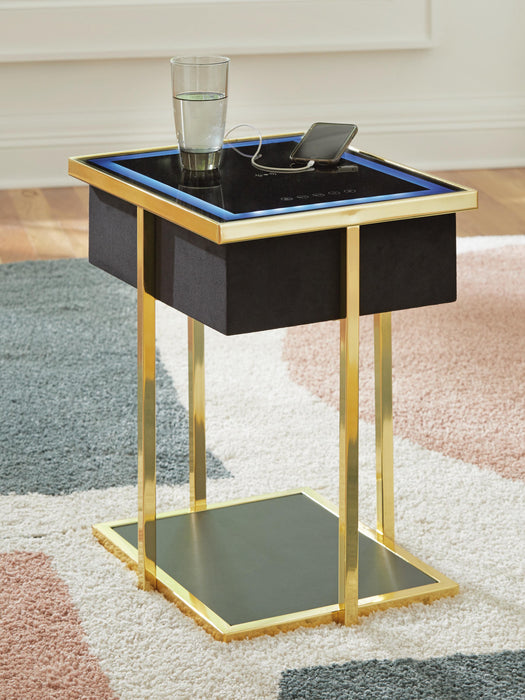 Signature Design Black/Gold Finish Accent Table with Speaker