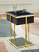 Signature Design Black/Gold Finish Accent Table with Speaker