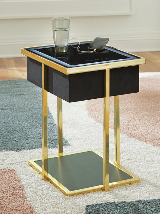 Signature Design Black/Gold Finish Accent Table with Speaker