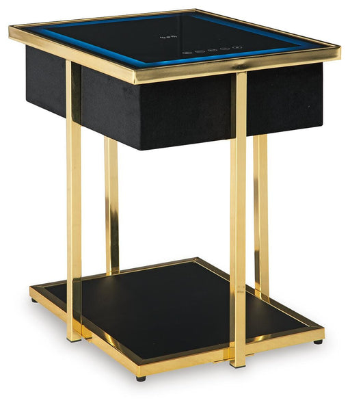 Signature Design Black/Gold Finish Accent Table with Speaker