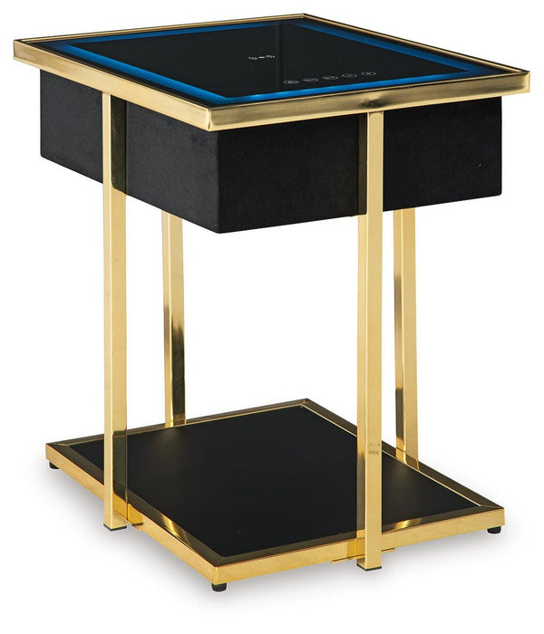 Signature Design Black/Gold Finish Accent Table with Speaker