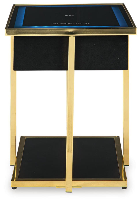 Signature Design Black/Gold Finish Accent Table with Speaker