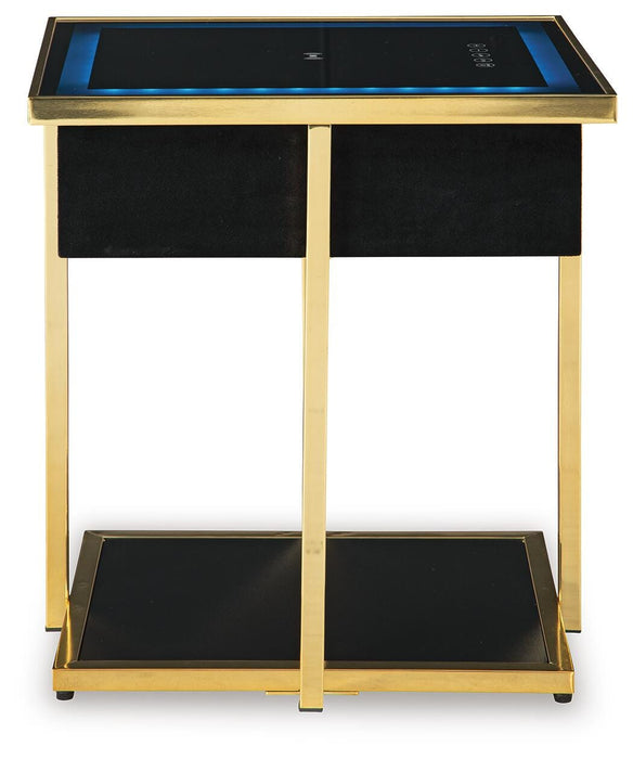 Signature Design Black/Gold Finish Accent Table with Speaker
