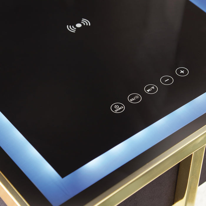 Signature Design Black/Gold Finish Accent Table with Speaker