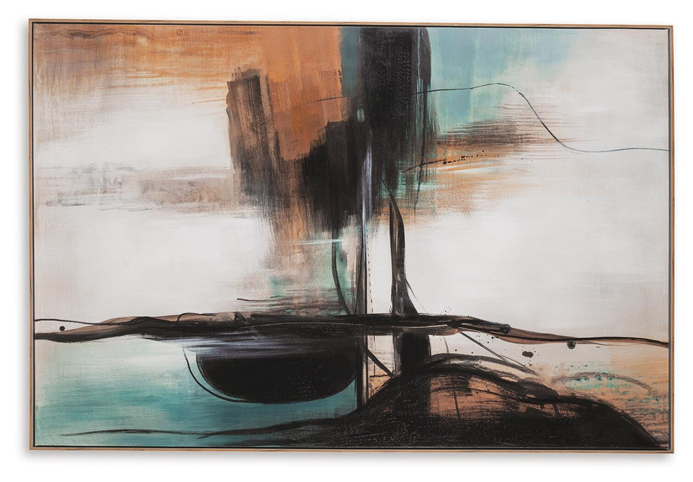 Signature Design Teal/Orange/Black Wall Art