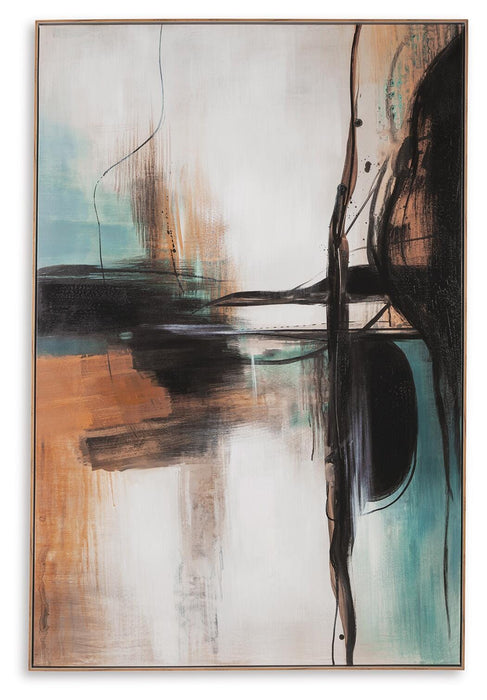 Signature Design Teal/Orange/Black Wall Art