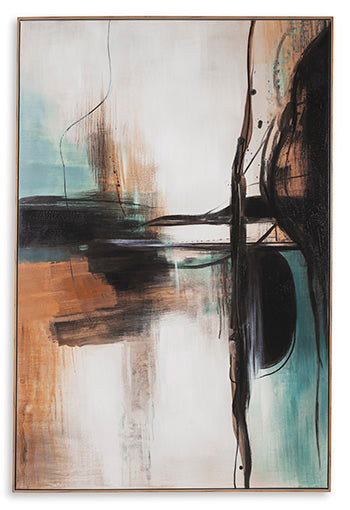 Signature Design Teal/Orange/Black Wall Art