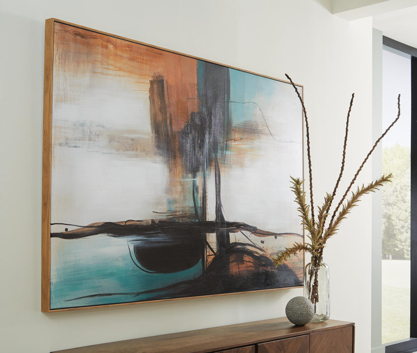 Signature Design Teal/Orange/Black Wall Art