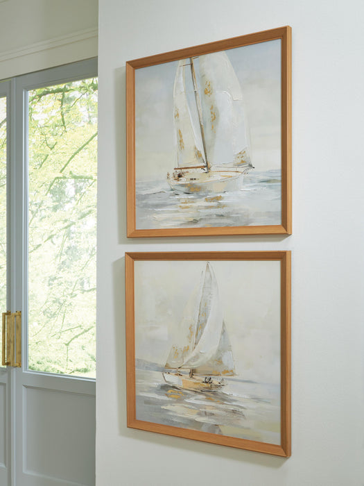 Signature Design Gray/Tan/Gold Finish Wall Art Set (2/CN)