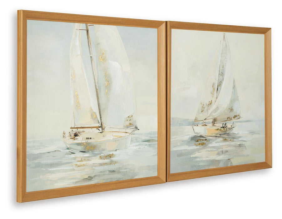Signature Design Gray/Tan/Gold Finish Wall Art Set (2/CN)